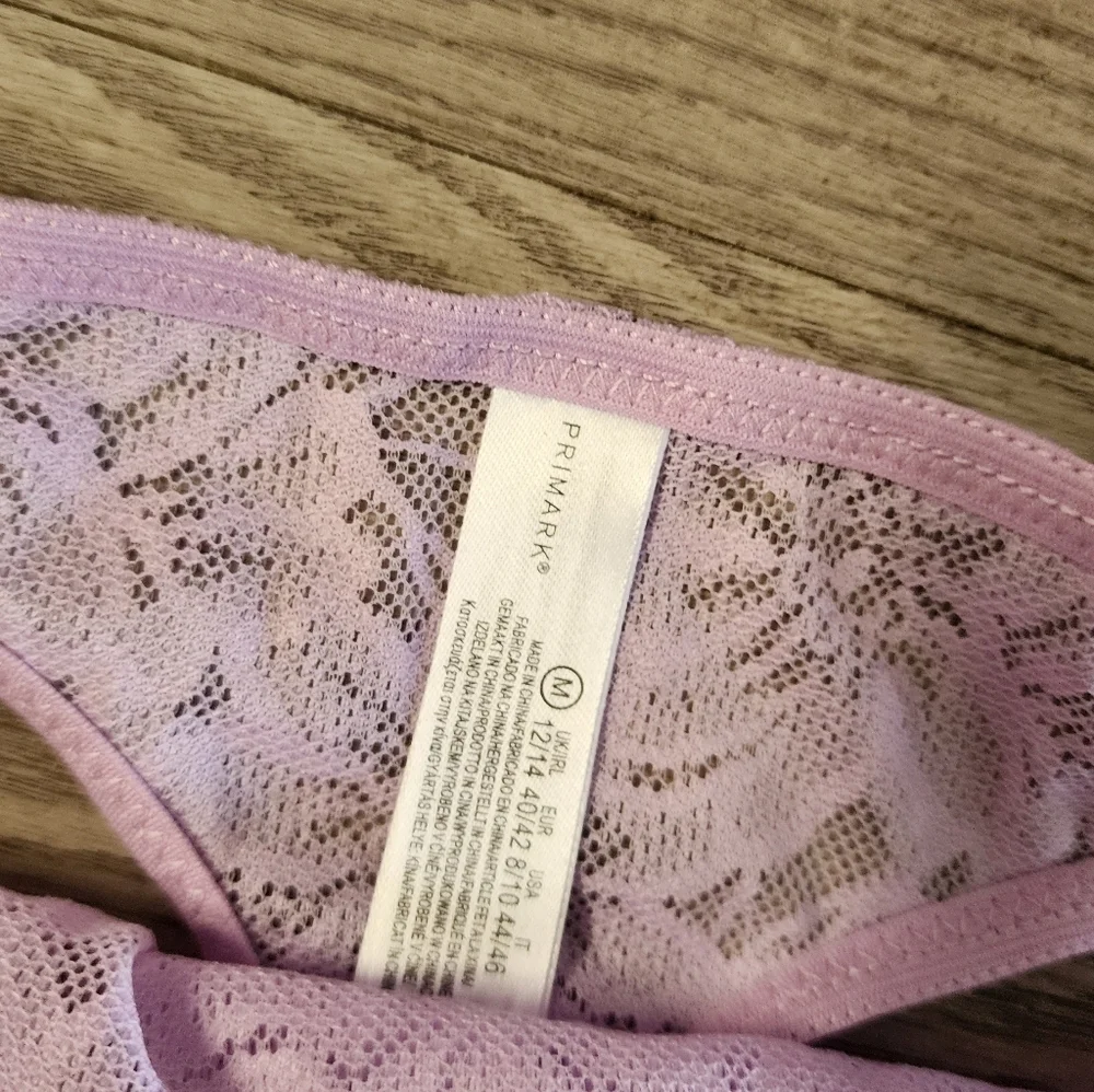 Primark Lilac Lavender Lace Bra and Panty Medium 36E NWOT